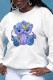 White Casual Sweet Print Patchwork O Neck Tops