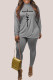Grey Fashion Casual Print Basic Turtleneck Long Sleeve Two Pieces