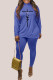 Blue Fashion Casual Print Basic Turtleneck Long Sleeve Two Pieces