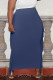 Blue Casual Solid Tassel Patchwork Plus Size
