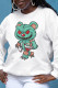White Sweet Daily Print Patchwork O Neck Tops