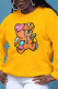 Yellow Sweet Daily Character Patchwork O Neck Tops