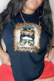 Red Fashion Party Print Patchwork O Neck T-Shirts