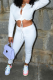 White Casual Print Patchwork Turndown Collar Long Sleeve Two Pieces