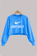 Blue Fashion Casual Print Patchwork O Neck Tops