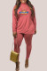 Pink Fashion Casual Print Patchwork O Neck Long Sleeve Two Pieces