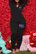 Red Blue Fashion Sexy Print Patchwork V Neck Jumpsuits