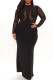 Black Sexy Solid Patchwork See-through O Neck Evening Dress Dresses