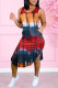 Red Fashion Casual Tie Dye Printing O Neck Vest Dress