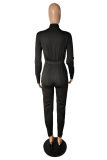 Blue Fashion Casual Solid Basic Zipper Collar Regular Jumpsuits