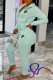 Water Blue Fashion Casual Print Patchwork Hooded Collar Long Sleeve Two Pieces