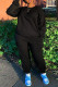 Black Fashion Casual Solid Basic O Neck Long Sleeve Two Pieces