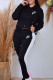 Black Fashion Casual Print Patchwork Hooded Collar Long Sleeve Two Pieces