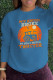 Blue Street Party Print Patchwork O Neck Tops