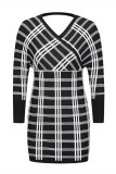 Red Fashion Casual Plaid Print Patchwork V Neck Long Sleeve Dresses