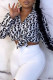 Black Fashion Casual Print Basic Turndown Collar Tops