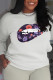White Casual Street Print Patchwork O Neck Tops