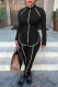 Black Fashion Casual Patchwork Asymmetrical O Neck Long Sleeve Two Pieces