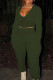 Ink Green Fashion Casual Solid Patchwork V Neck Long Sleeve Two Pieces