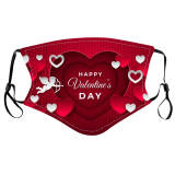 Dark Red Fashion Casual Heart-shaped Print Face Mask