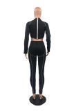 Coffee Fashion Casual Patchwork Asymmetrical O Neck Long Sleeve Two Pieces