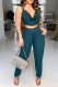 Green Sexy Casual Solid Backless Spaghetti Strap Sleeveless Two Pieces
