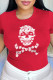 Red Daily Party Print Patchwork O Neck T-Shirts