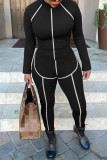 Coffee Fashion Casual Patchwork Asymmetrical O Neck Long Sleeve Two Pieces
