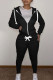 Black Casual Solid Patchwork Zipper Hooded Collar Long Sleeve Two Pieces