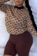 Coffee Fashion Casual Print Basic O Neck Tops