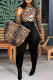 Tiger Pattern Fashion Casual Print Patchwork O Neck Jumpsuits