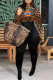 Leopard Print Fashion Casual Print Patchwork O Neck Jumpsuits