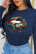 Navy Blue Casual Street Print Patchwork O Neck Tops
