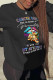 Black Casual Street Print Patchwork O Neck Tops