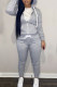 Light Gray Casual Solid Patchwork Zipper Hooded Collar Long Sleeve Two Pieces