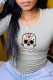 Grey Casual Party Print Patchwork O Neck Tops