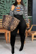 Black And White Fashion Casual Print Patchwork O Neck Jumpsuits