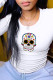 White Casual Party Print Patchwork O Neck Tops