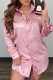 Pink Fashion Street Print Patchwork Turndown Collar Tops