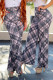 Black Fashion Casual Print Patchwork High Waist Wide Leg Bottoms