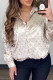 Gold Fashion Elegant Print Patchwork Turndown Collar Tops