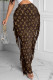 Brown Fashion Casual Print Tassel Regular High Waist Skirt