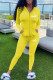 Yellow Fashion Casual Print Patchwork Hooded Collar Long Sleeve Two Pieces