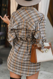 Colour Fashion Casual Plaid Print Basic Turndown Collar Shirt Dress