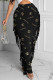 Black Fashion Casual Print Tassel Regular High Waist Skirt
