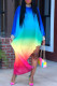 Colour Fashion Casual Gradual Change Print Asymmetrical Turtleneck Long Sleeve Dresses