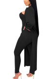 White Fashion Sexy Adult Solid Patchwork Turndown Collar Long Sleeve Regular Sleeve Long Two Pieces
