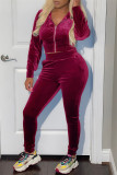 Blue Fashion Casual Solid Basic Zipper Collar Long Sleeve Two Pieces