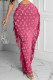 Pink Fashion Casual Print Tassel Regular High Waist Skirt