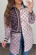 Purple Fashion Street Print Patchwork Turndown Collar Tops